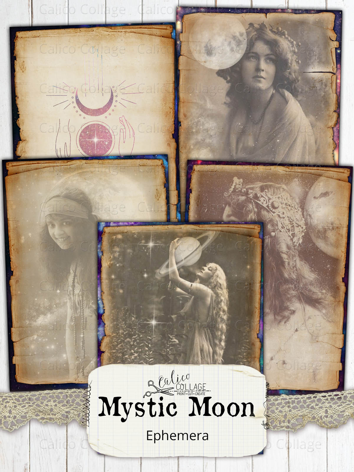 Mystic Moon Junk Journal Cards, Among the Stars