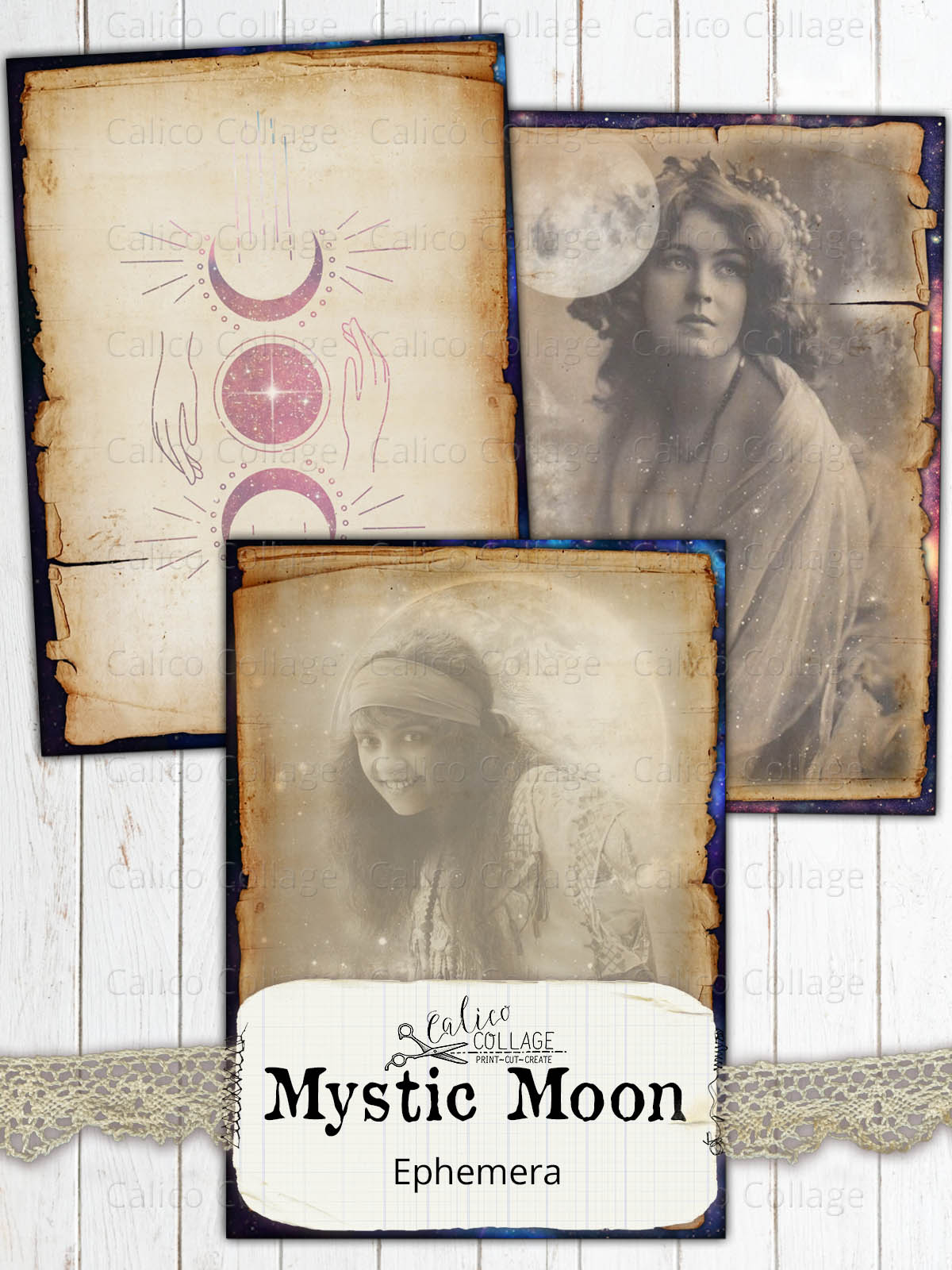 Mystic Moon Junk Journal Cards, Among the Stars