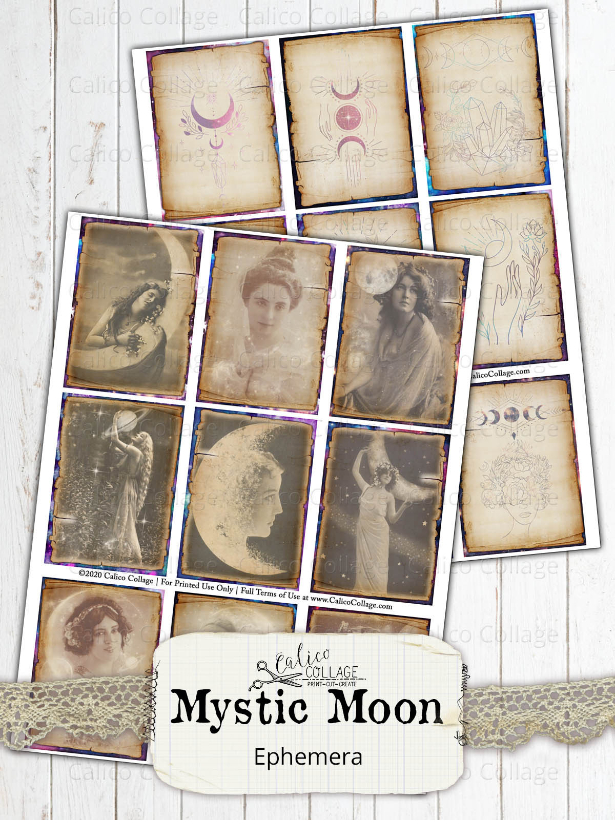 Mystic Moon Junk Journal Cards, Among the Stars