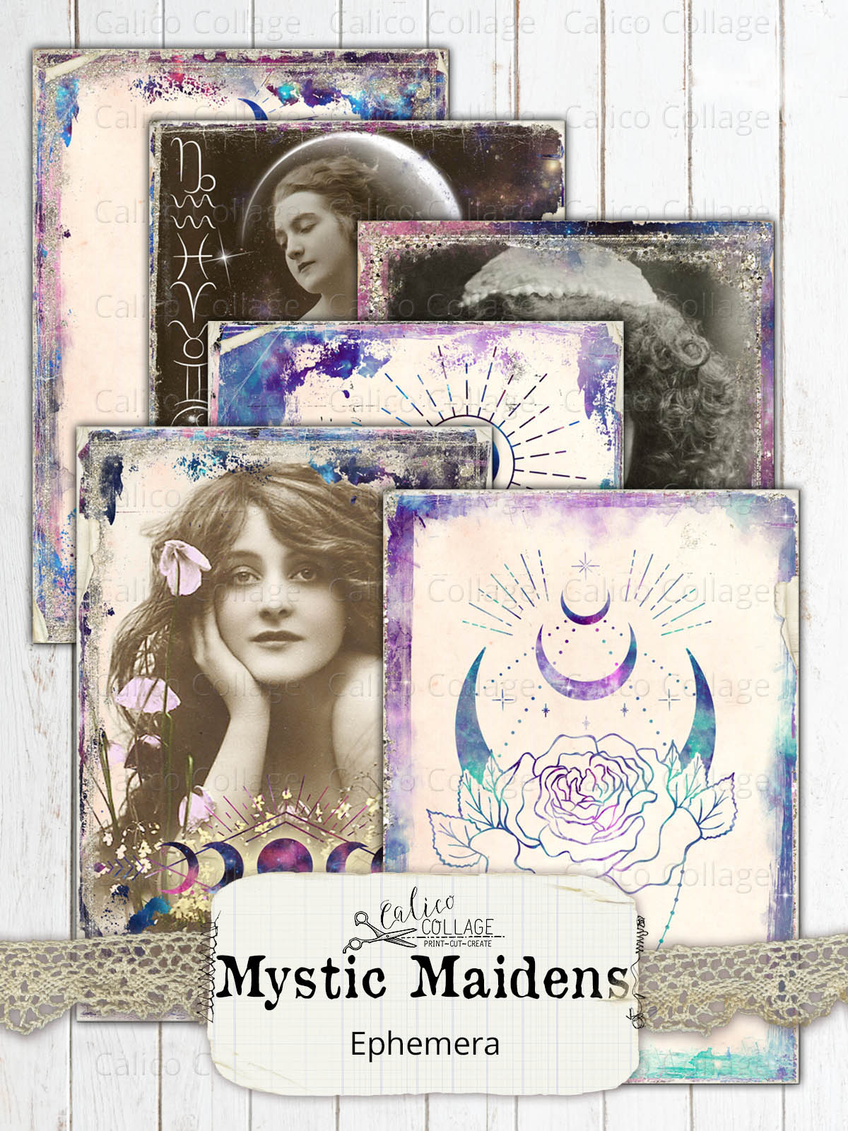 Mystic Maidens Junk Journal Ephemera, Among the Stars