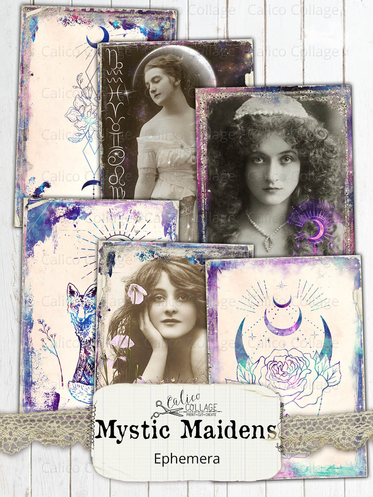 Mystic Maidens Junk Journal Ephemera, Among the Stars