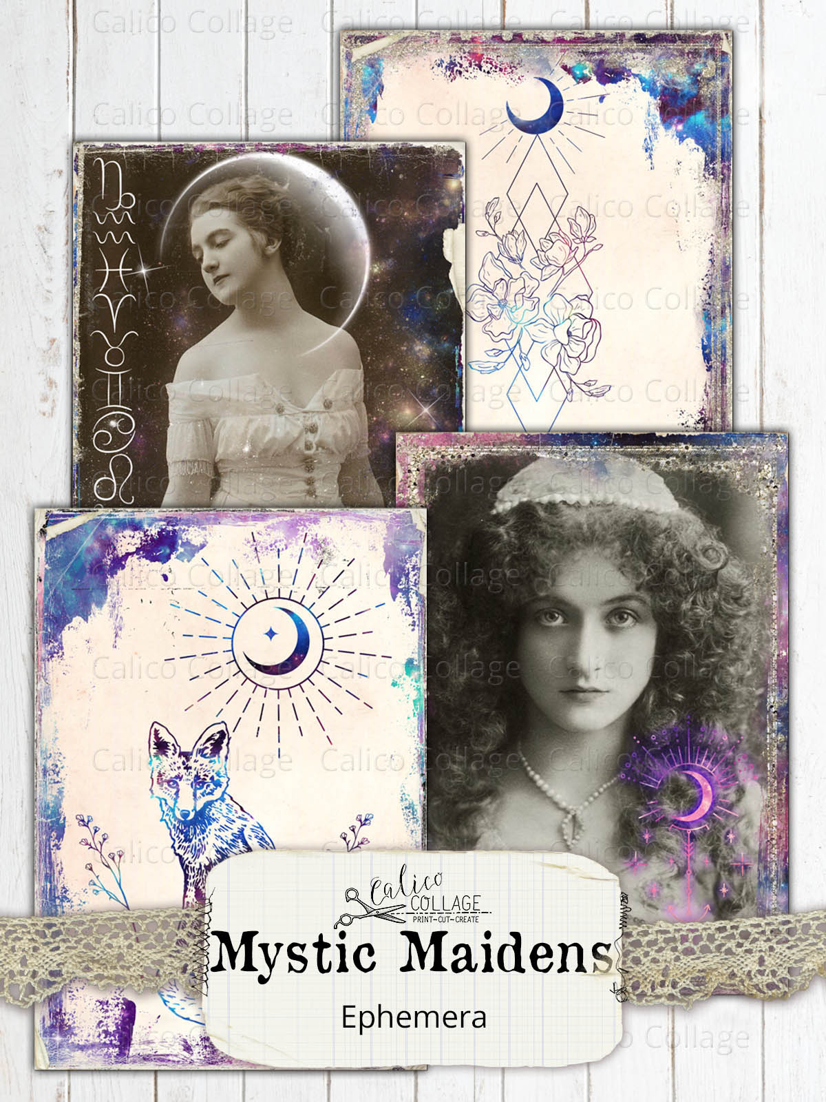 Mystic Maidens Junk Journal Ephemera, Among the Stars