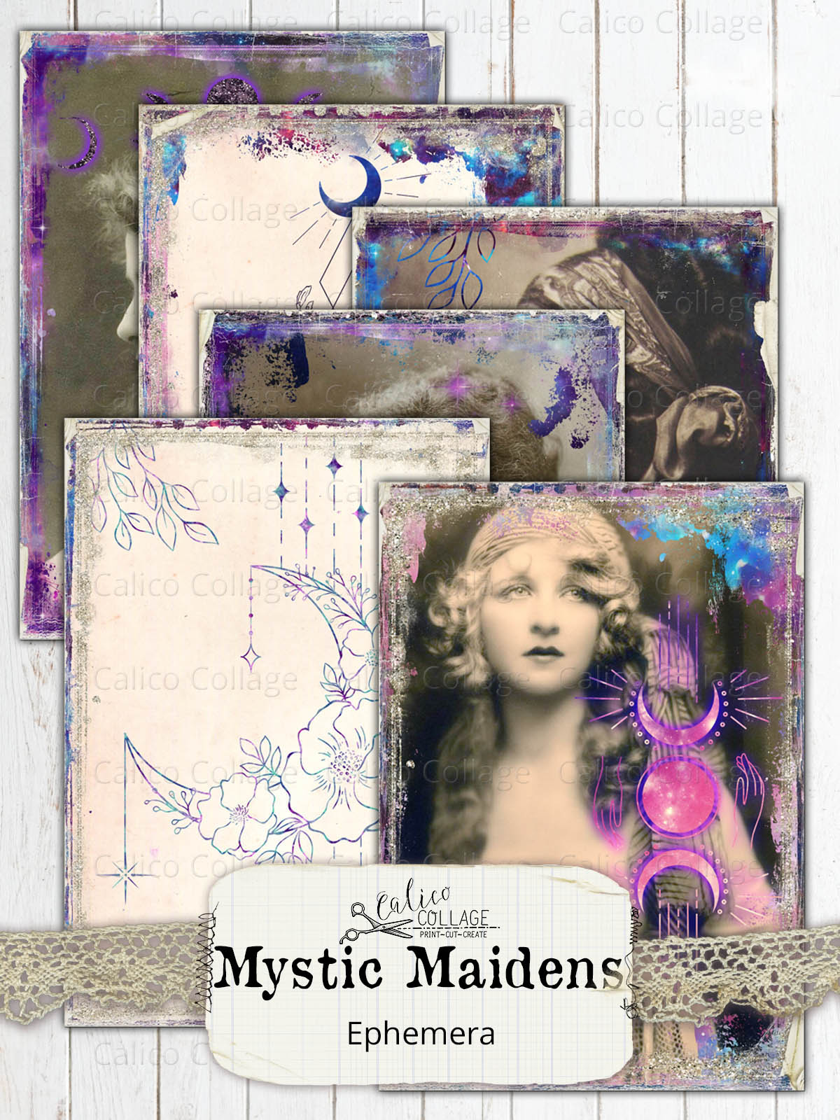 Mystic Maidens Junk Journal Ephemera, Among the Stars