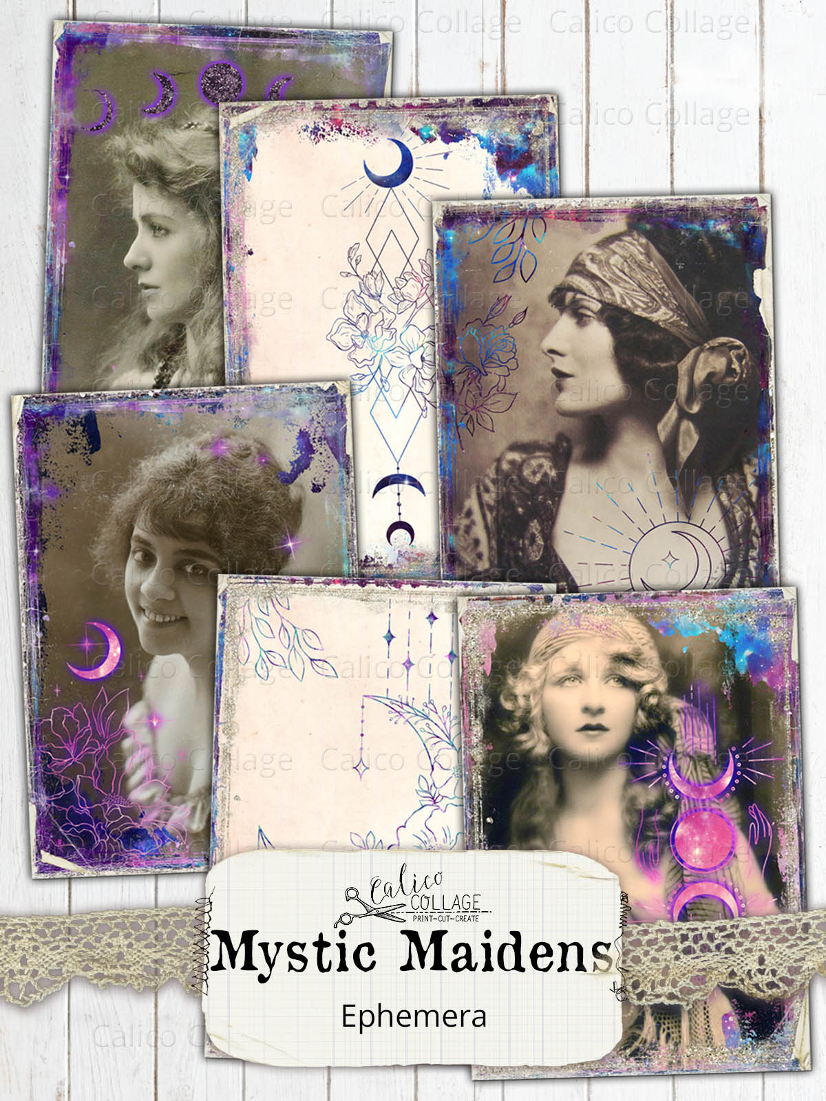 Mystic Maidens Junk Journal Ephemera, Among the Stars