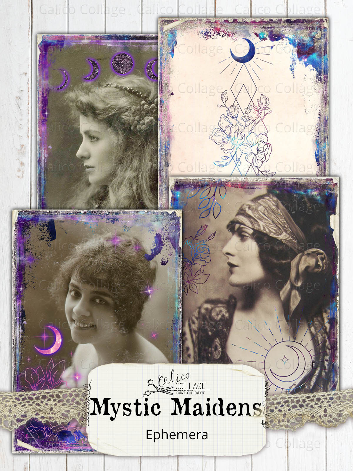 Mystic Maidens Junk Journal Ephemera, Among the Stars