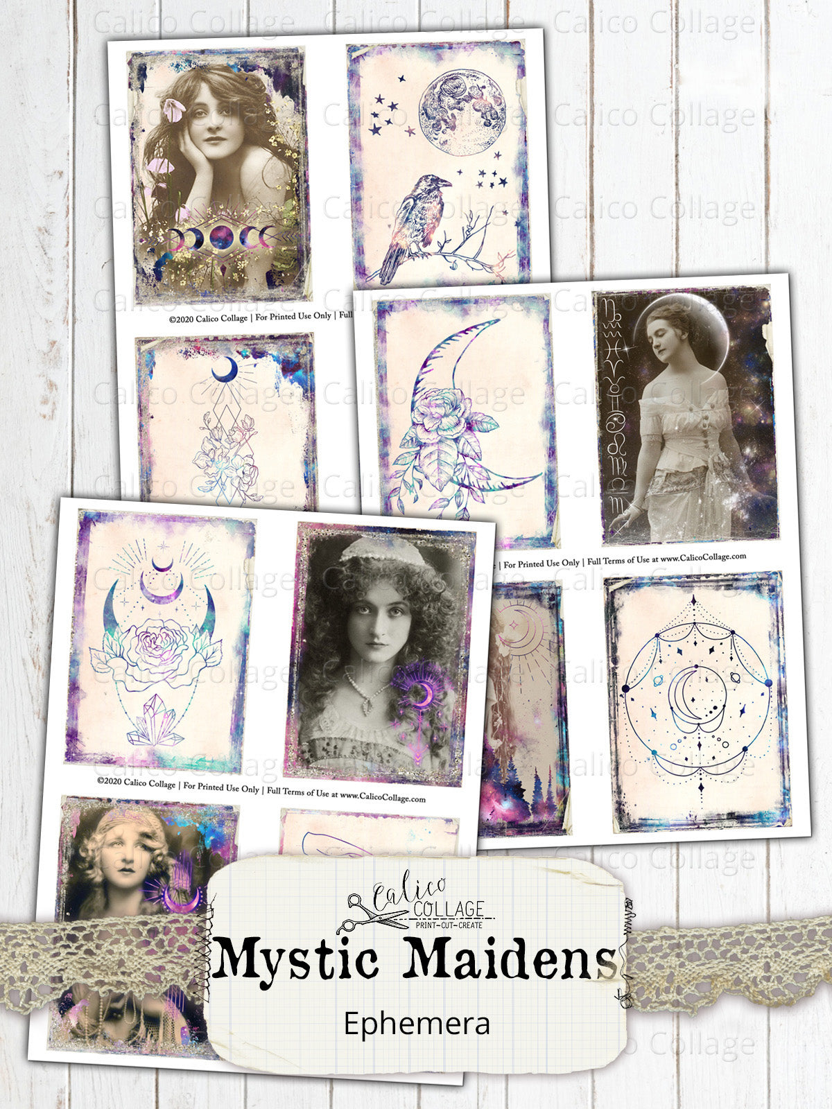 Mystic Maidens Junk Journal Ephemera, Among the Stars