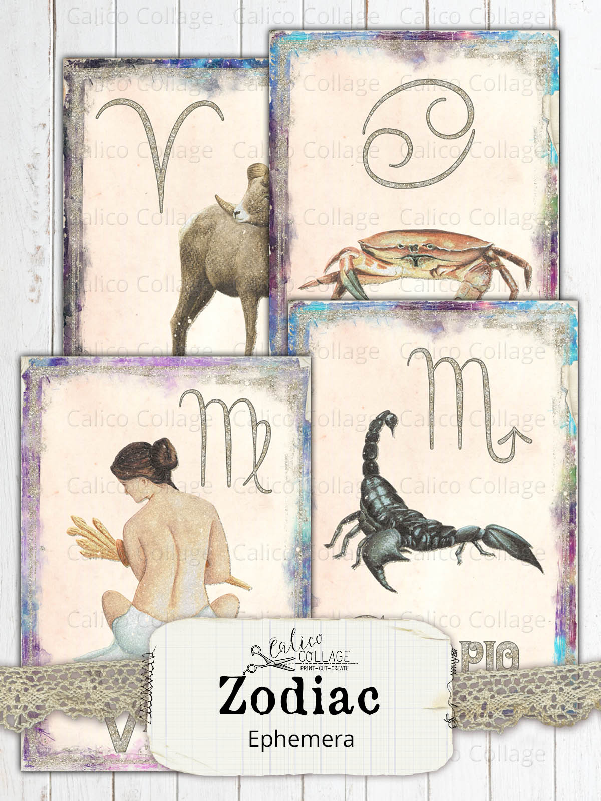 Zodiac Journaling Cards, Among the Stars Junk Journal