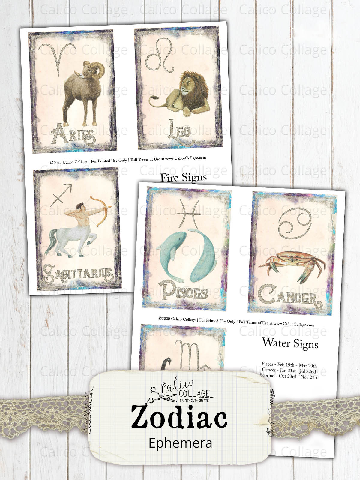 Zodiac Journaling Cards, Among the Stars Junk Journal