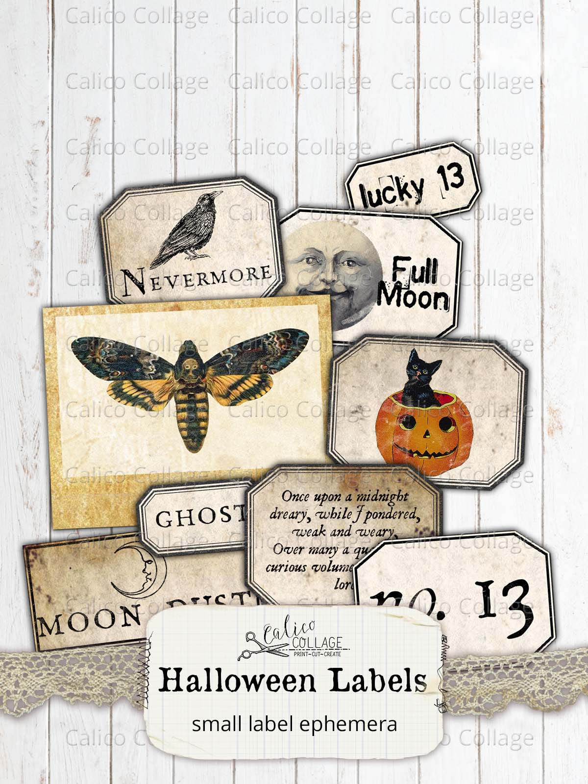 Printable Halloween Labels, Junk Journal Supplies