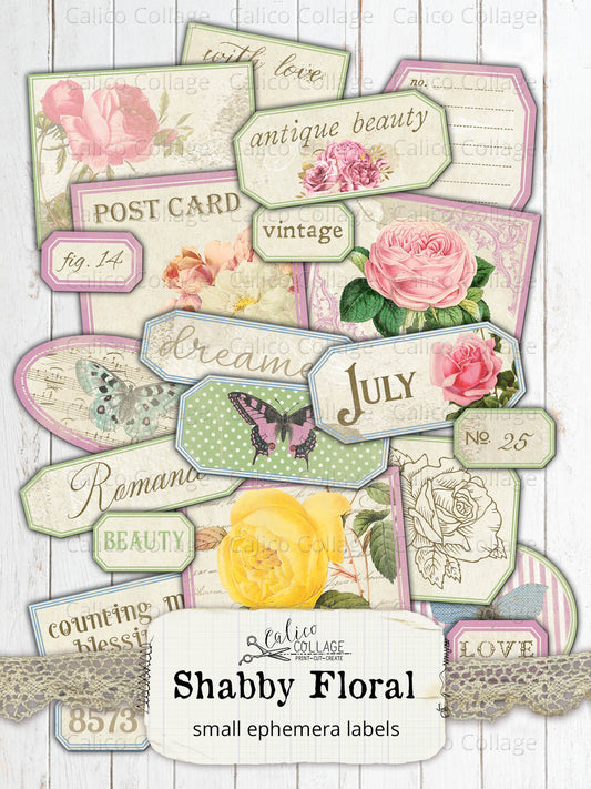 Printable Shabby Floral Ephemera Labels