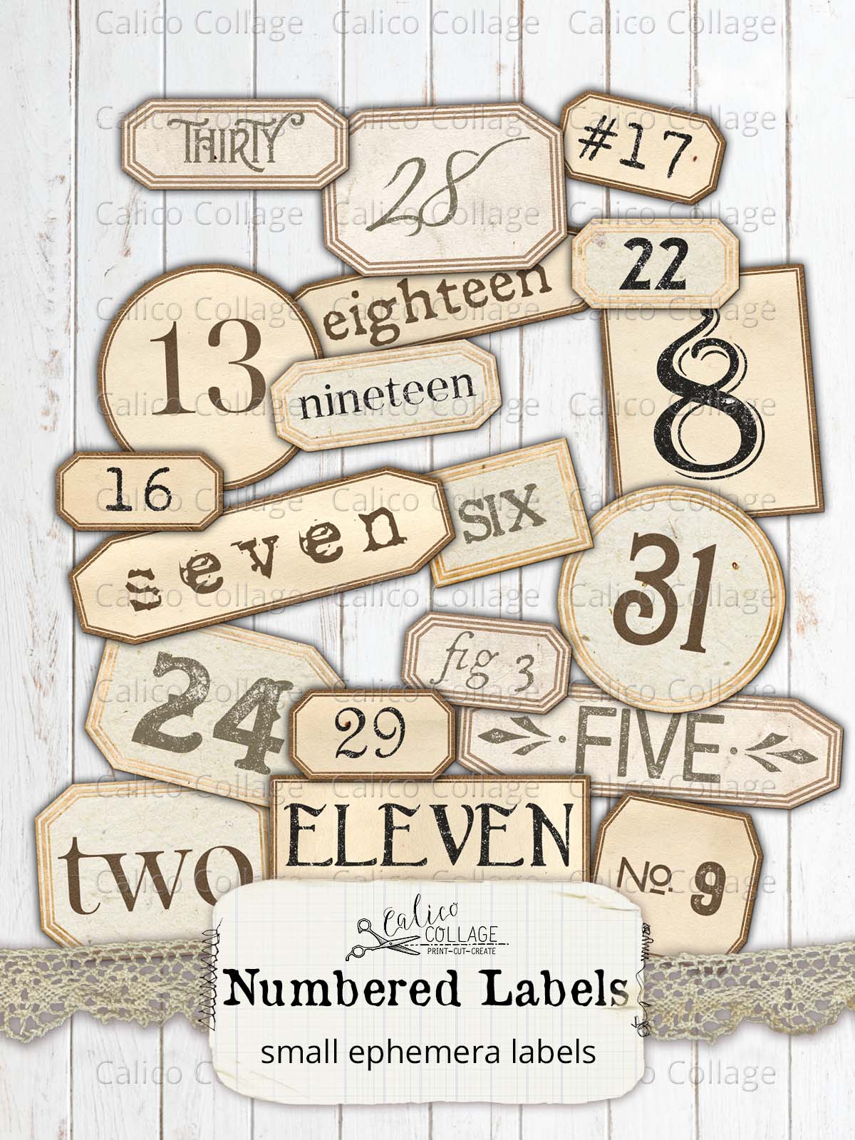 Numbr Labels Printable Numbered Labels, Junk Journal Supplies – CalicoCollage