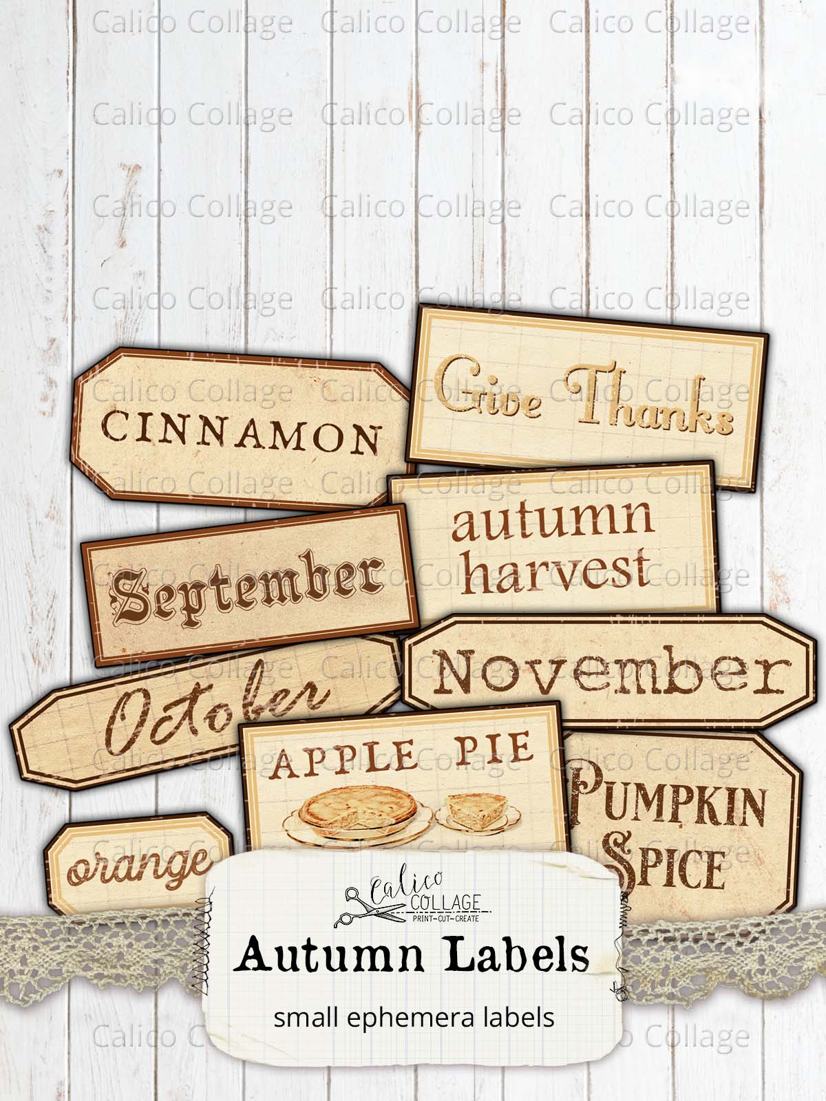 Printable Autumn Labels, Junk Journal Supplies