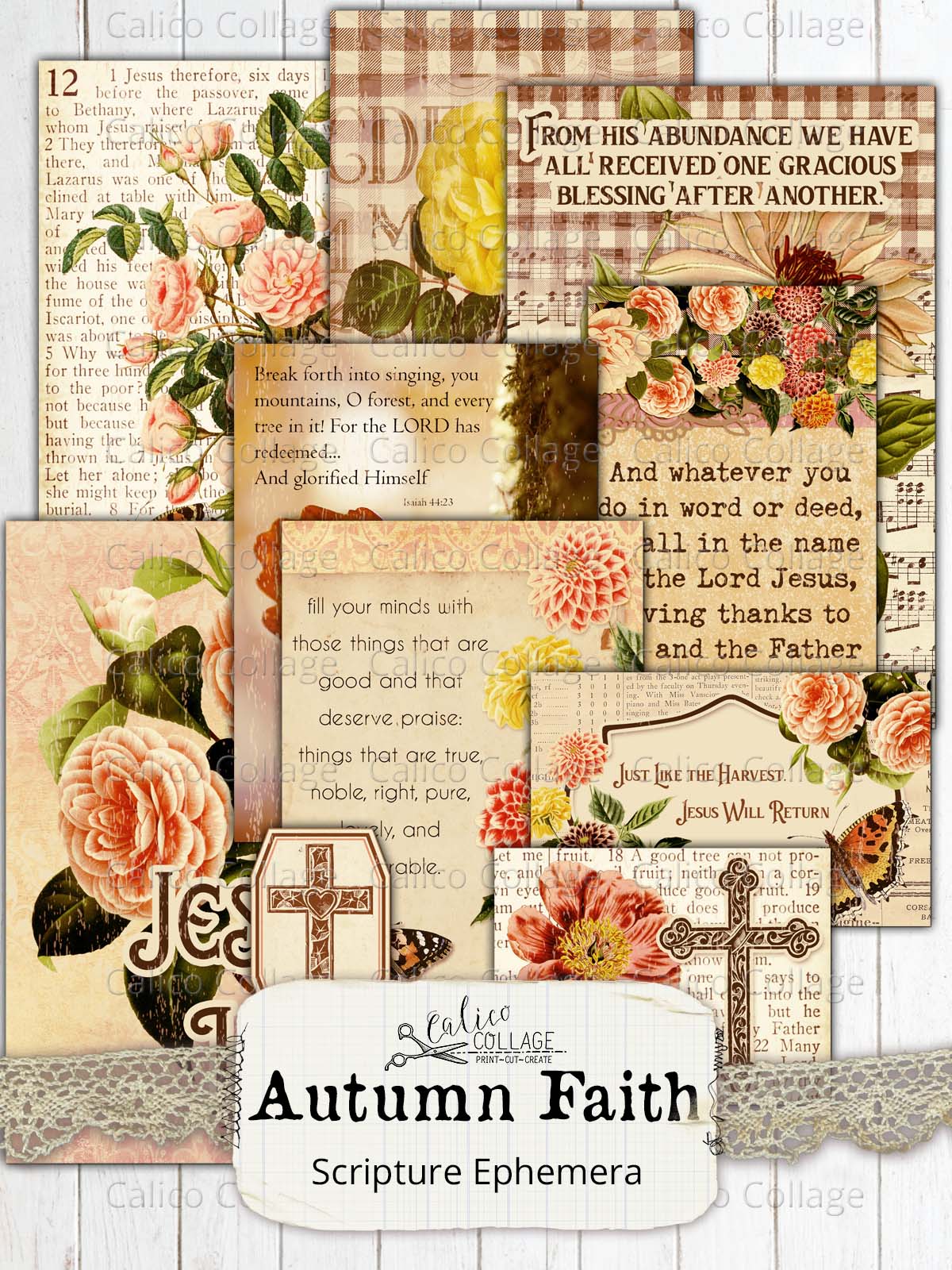 Christian Faith Vintage Junk Journal Pages And Ephemera: Over 210 Catholic  & Bible Scripture Themed Labels, Postcards, Tags, Papers & Ephemera Pieces