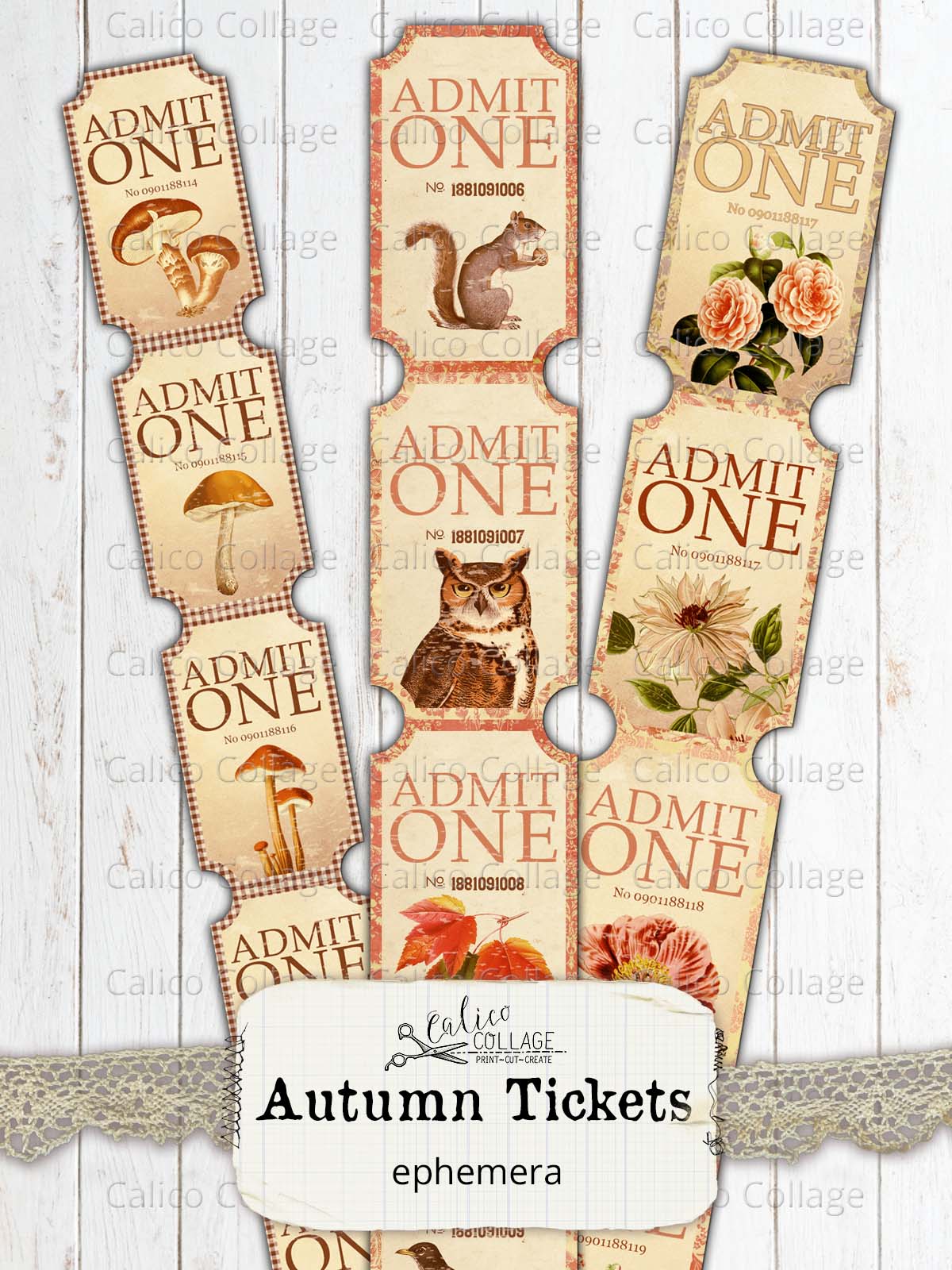 Printable Autumn Tickets, Junk Journal Ephemera