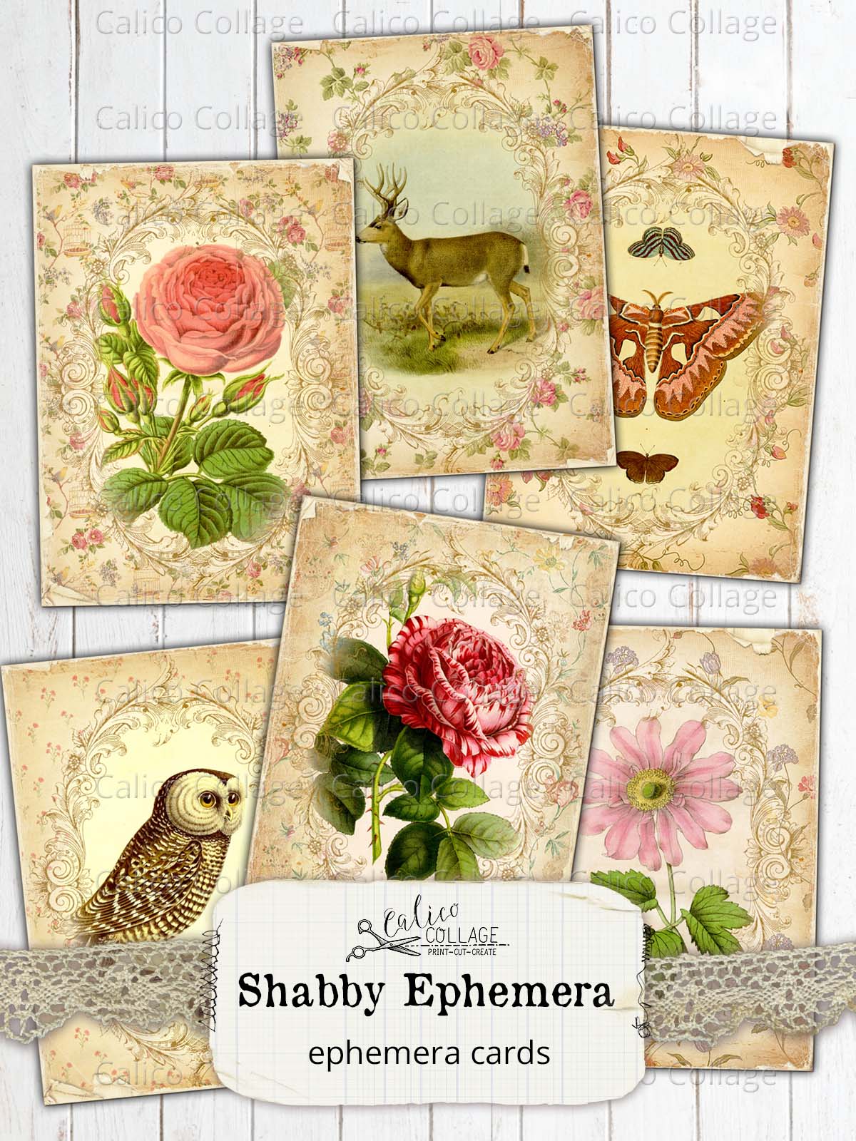 Shabby Ephemera Cards, Junk Journal Cards