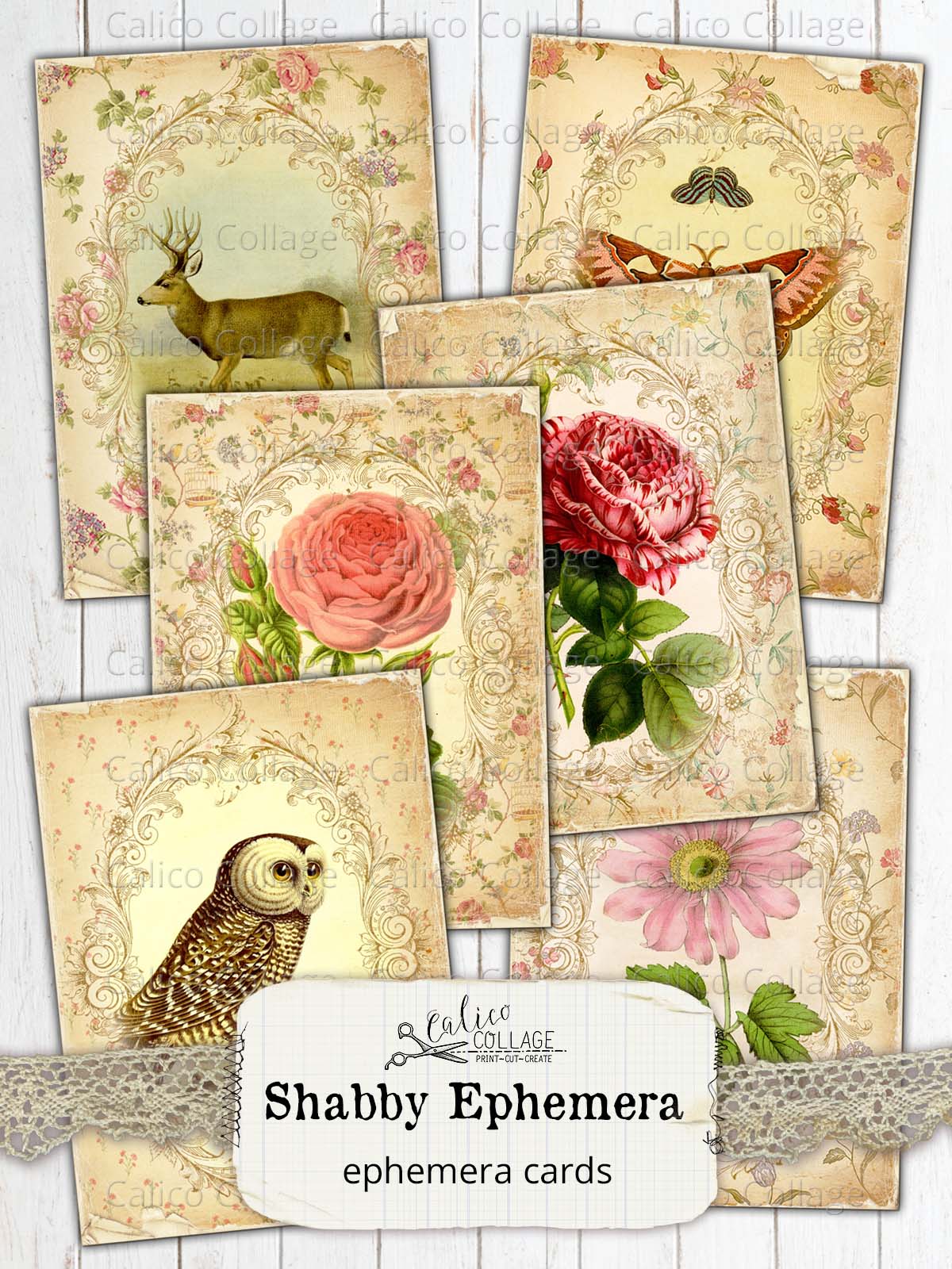 Shabby Ephemera Cards, Junk Journal Cards