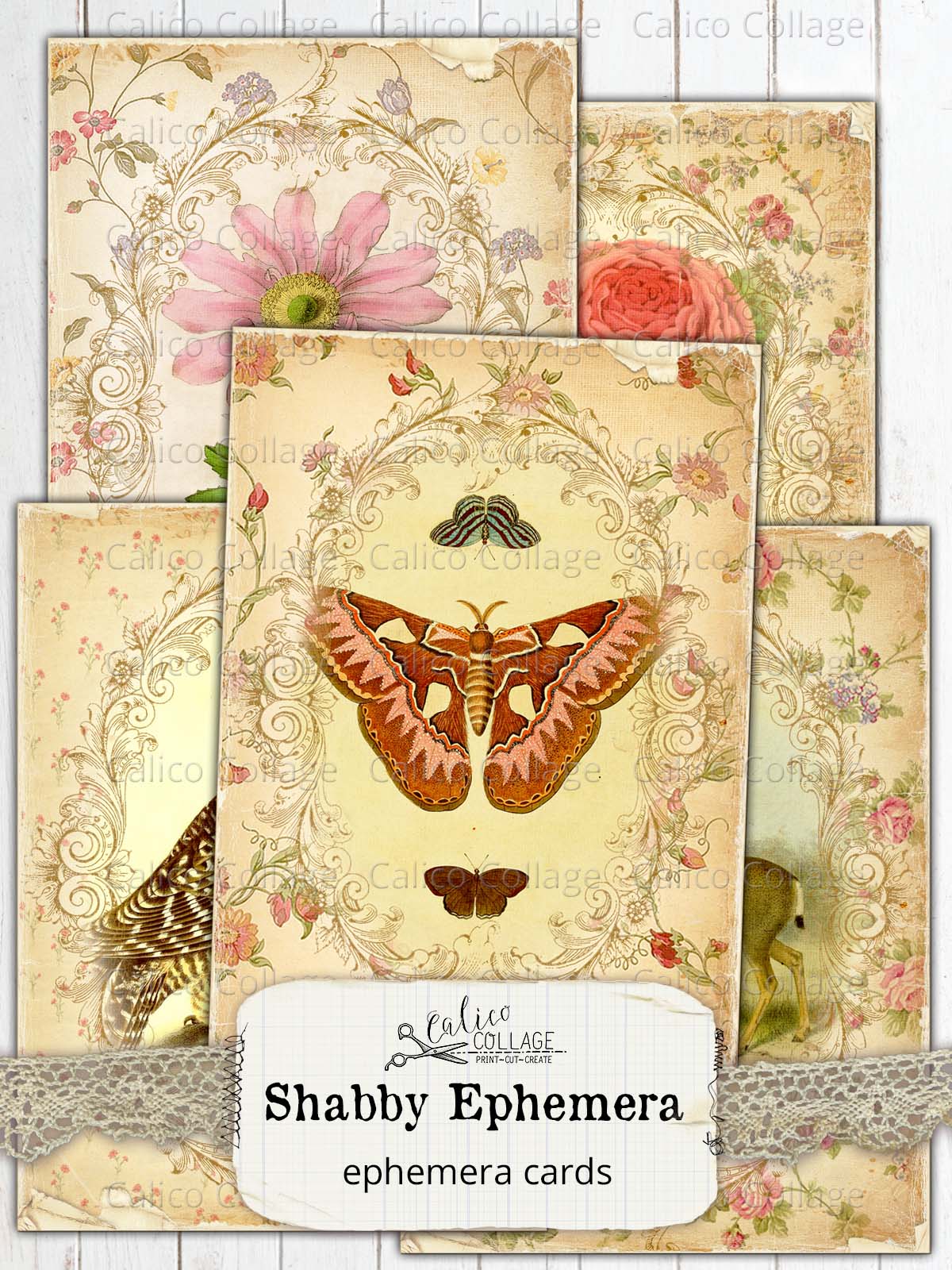 Shabby Ephemera Cards, Junk Journal Cards