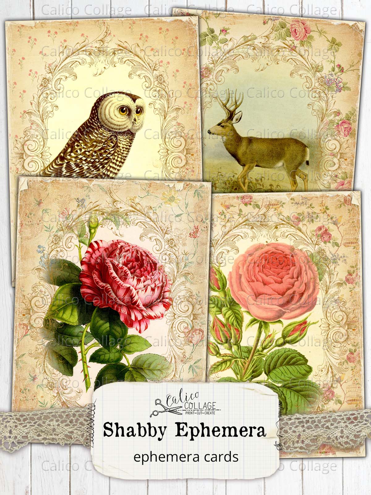 Shabby Ephemera Cards, Junk Journal Cards