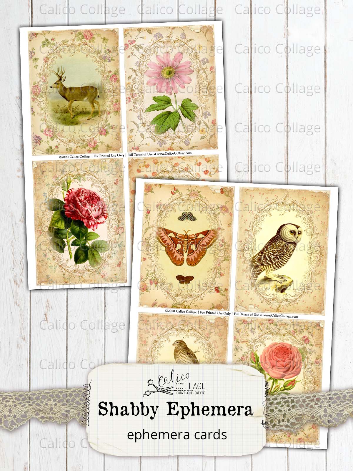 Shabby Ephemera Cards, Junk Journal Cards