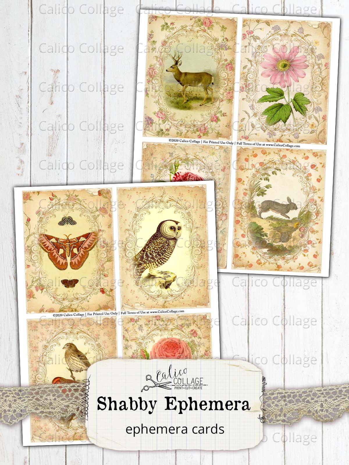 Shabby Ephemera Cards, Junk Journal Cards