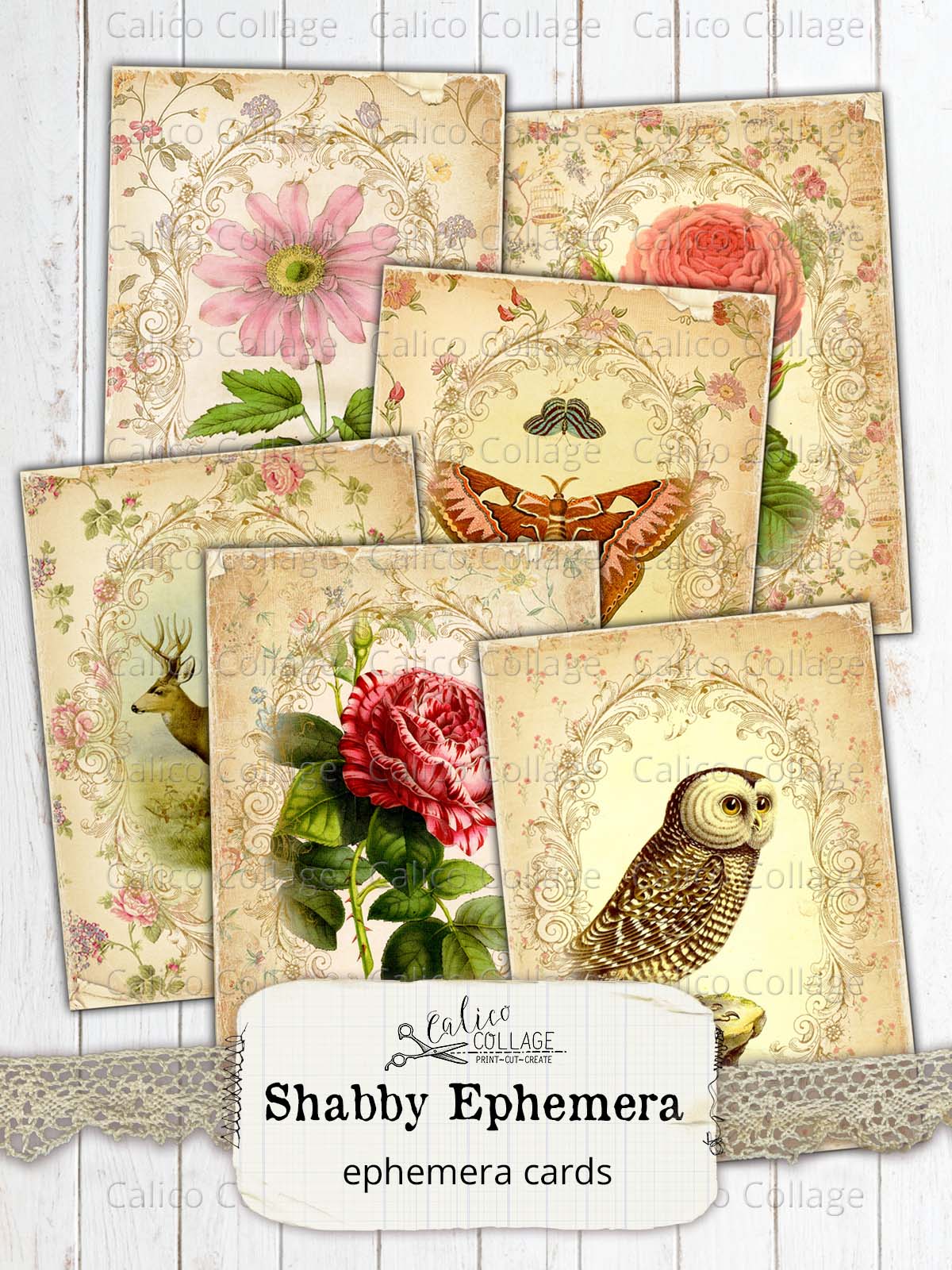 Shabby Ephemera Cards, Junk Journal Cards