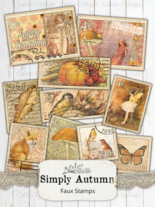 Simply Autumn Faux Stamps, Junk Journal Supplies