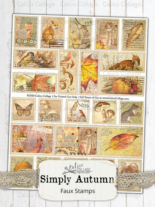 Simply Autumn Faux Stamps, Junk Journal Supplies