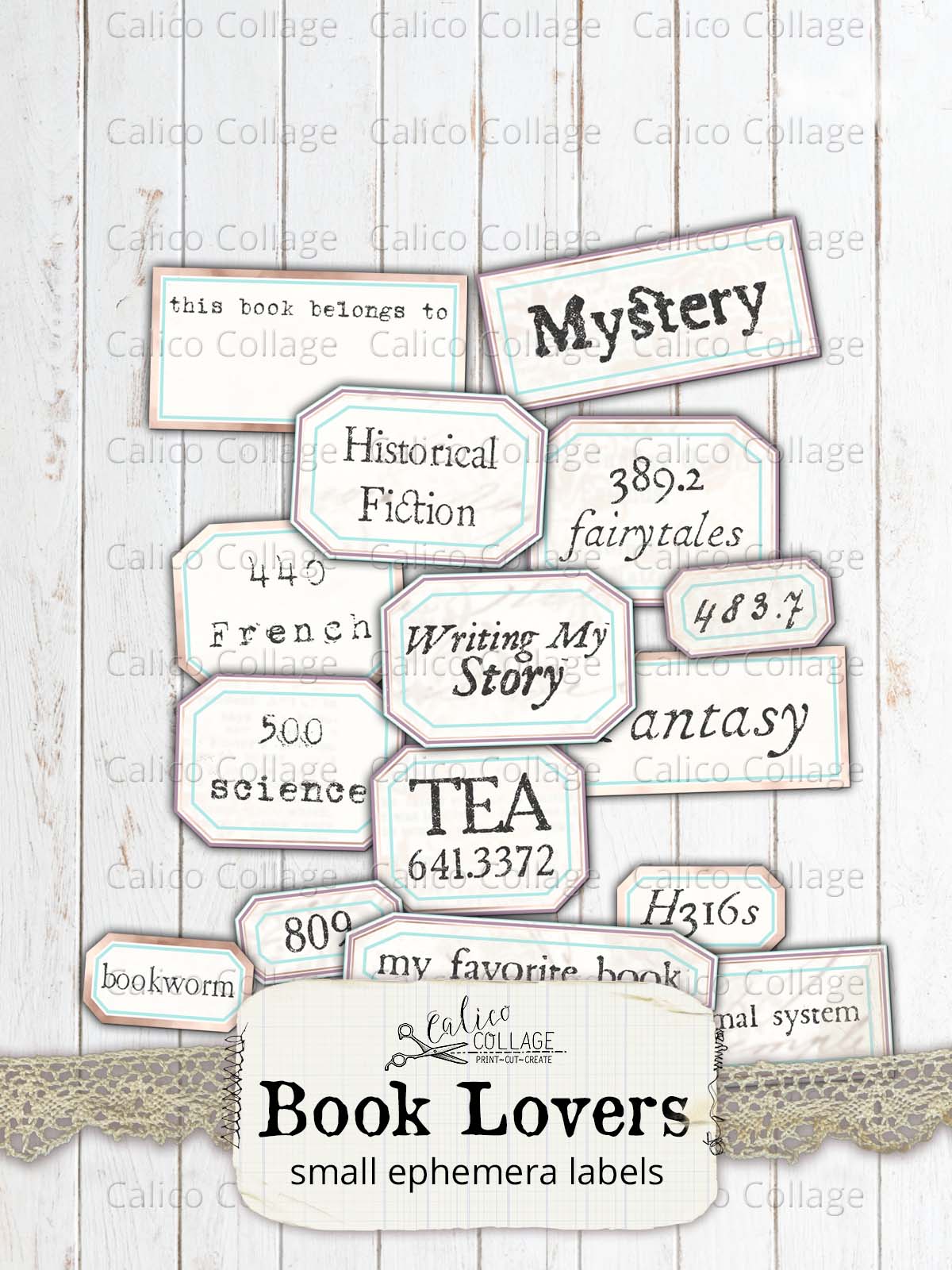 Book Themed Labels, Junk Journal Printable