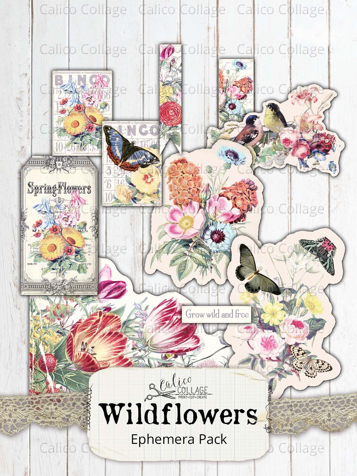Wildflowers Ephemera Pack – CalicoCollage