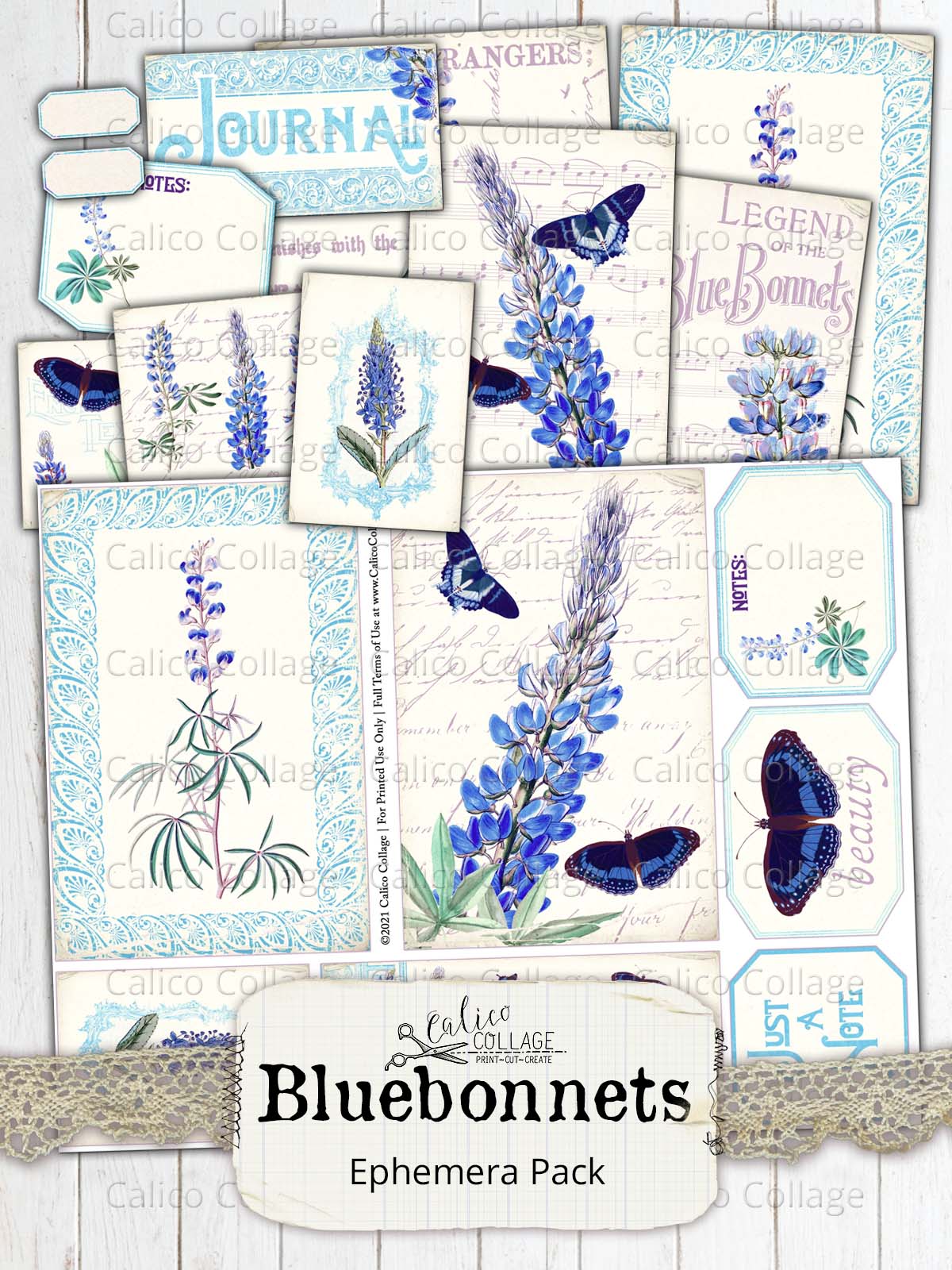 Bluebonnet Junk Journal Ephemera Bundle