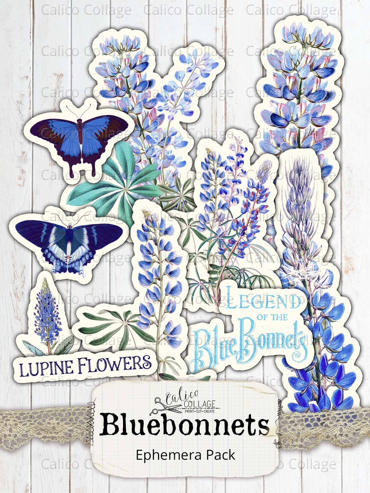 Bluebonnet Junk Journal Ephemera Bundle