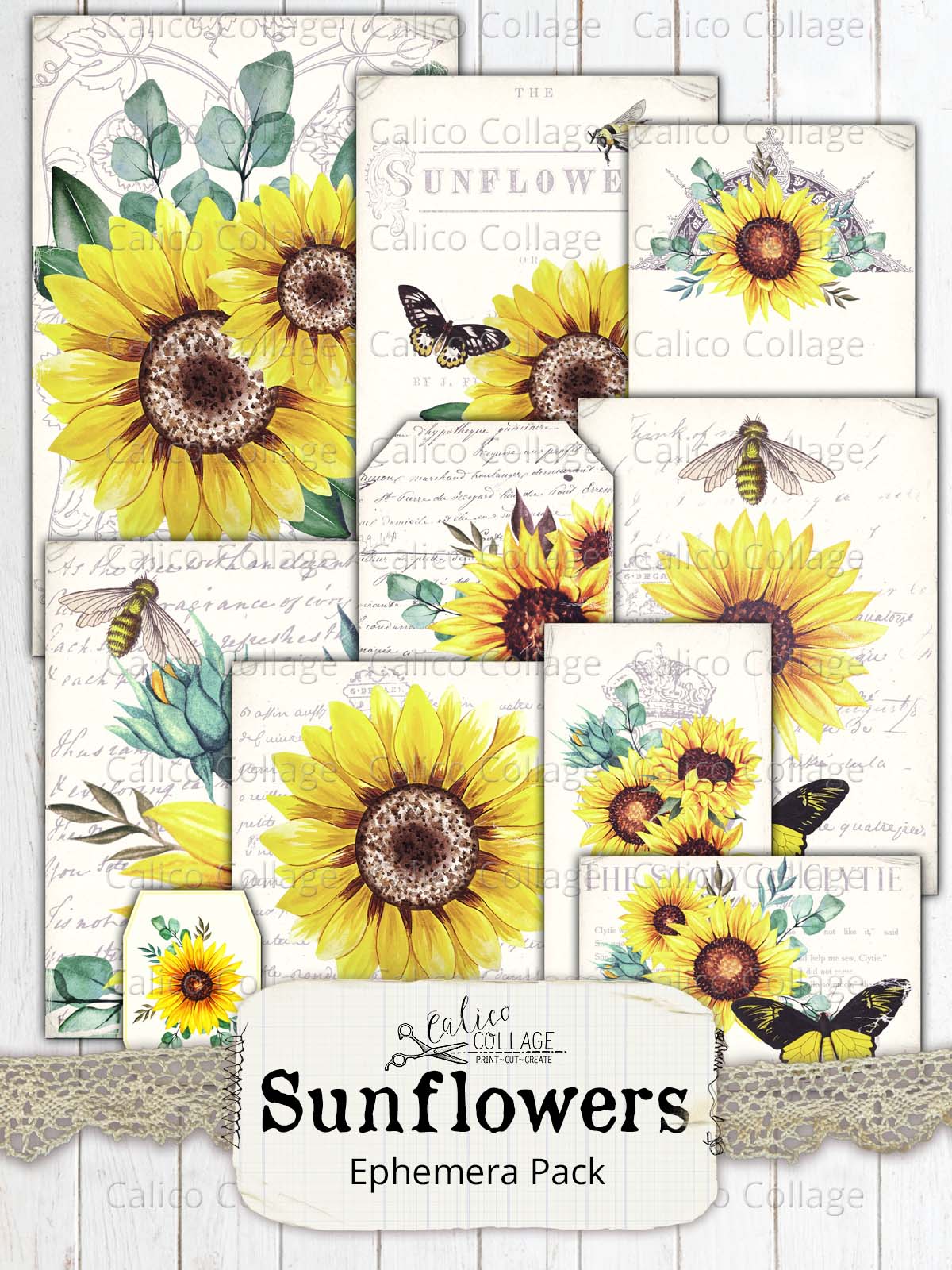 Sunflower Junk Journal Ephemera Pack