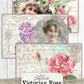 Shabby Chic Postcard Ephemera, Victorian Rose