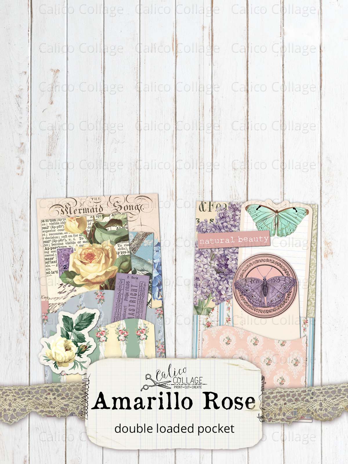 Junk Journal Loaded Pocket, Amarillo Rose