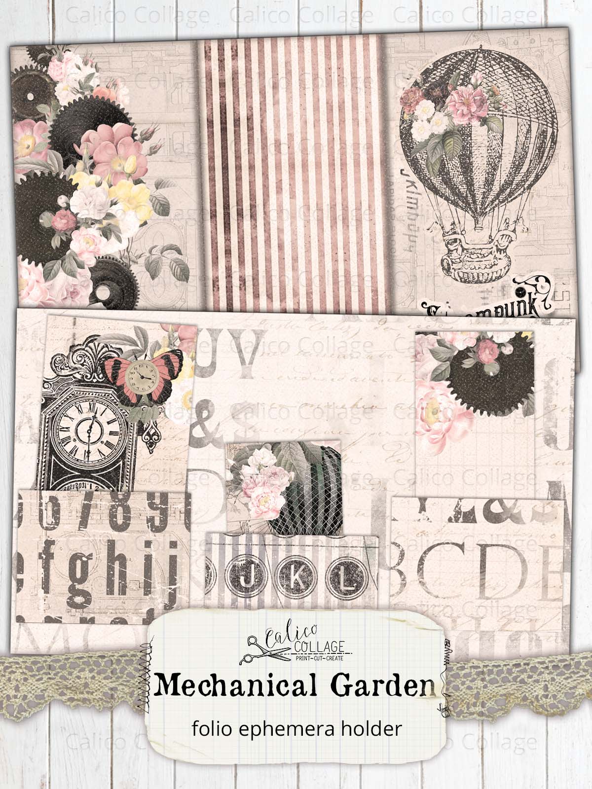 Steampunk Junk Journal Folio, Mechanical Garden