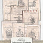 Steampunk Patent Junk Journal Ephemera Pack, Mechanical Garden