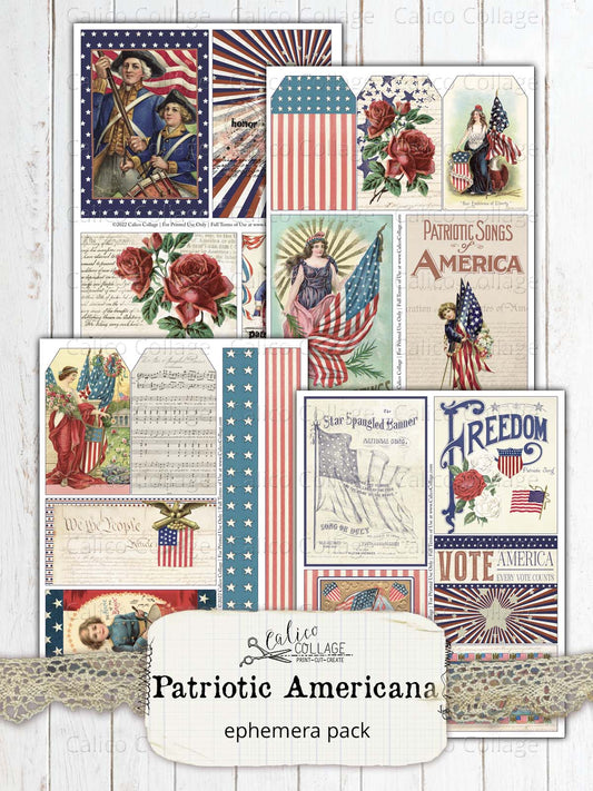 Patriotic Americana Junk Journal Ephemera