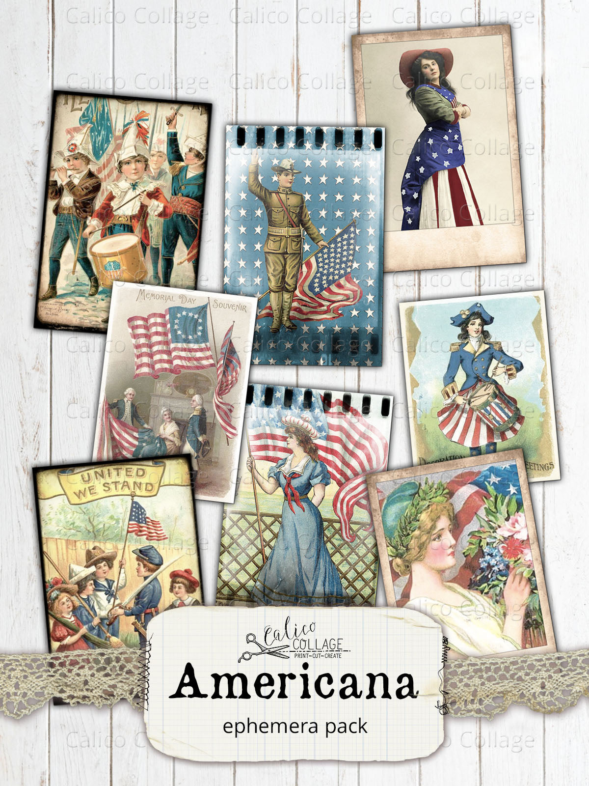 Patriotic Americana Junk Journal Ephemera – CalicoCollage