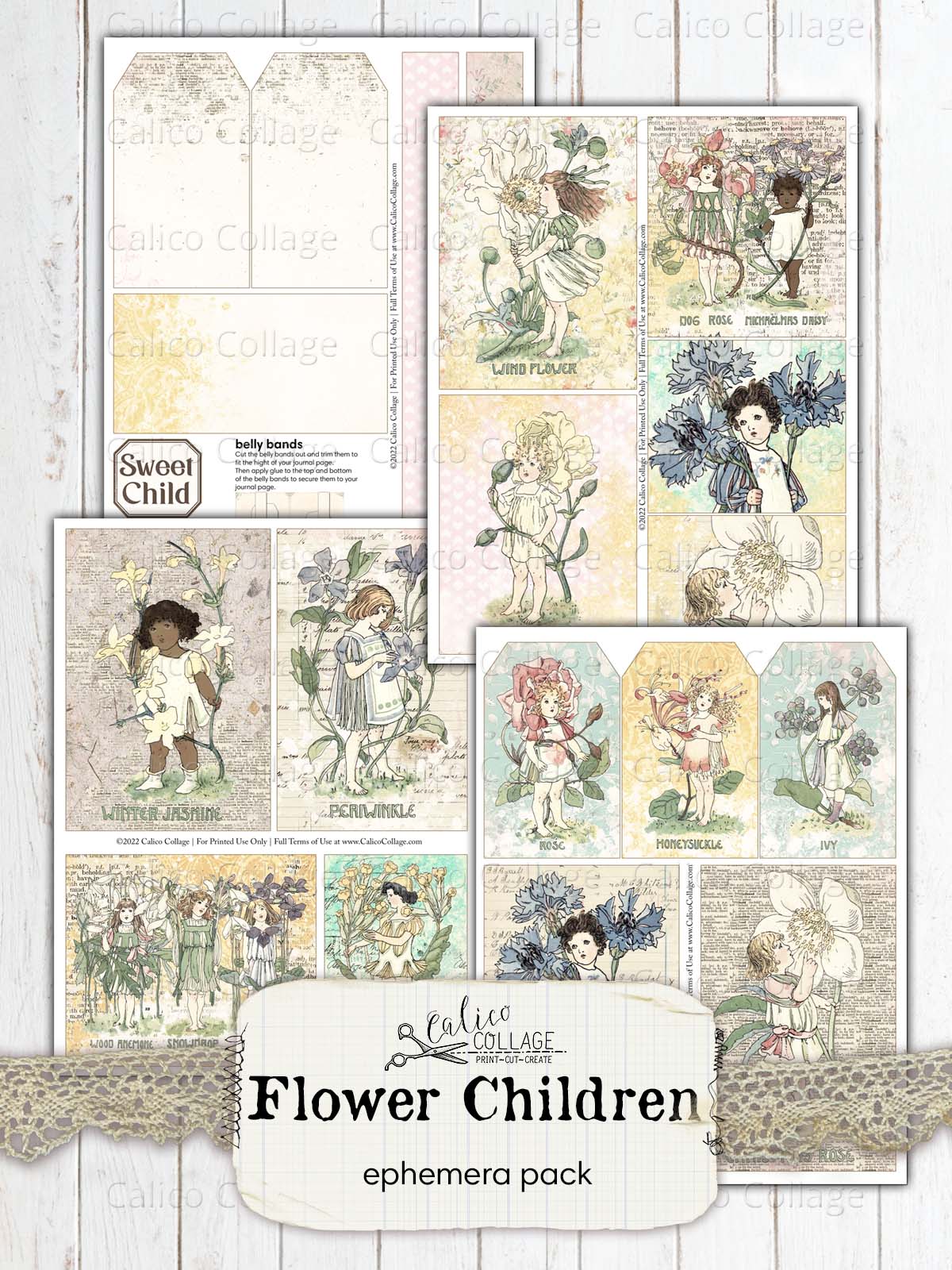 Flower Children Ephemera for Junk Journals