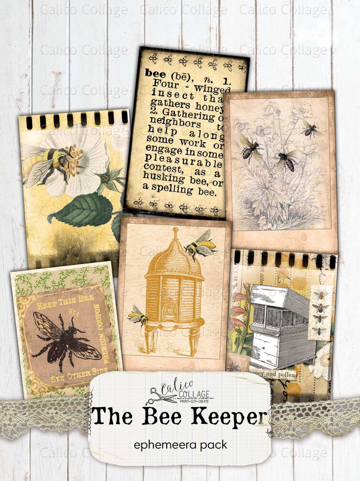 Bee Ephemera Pack for Junk Journals, Bee Keeper
