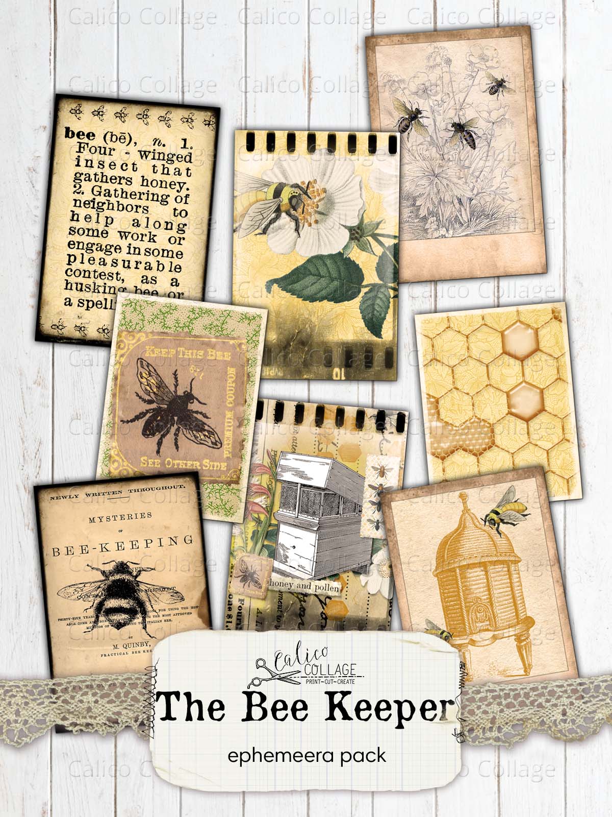 Bee Ephemera Pack for Junk Journals, Bee Keeper