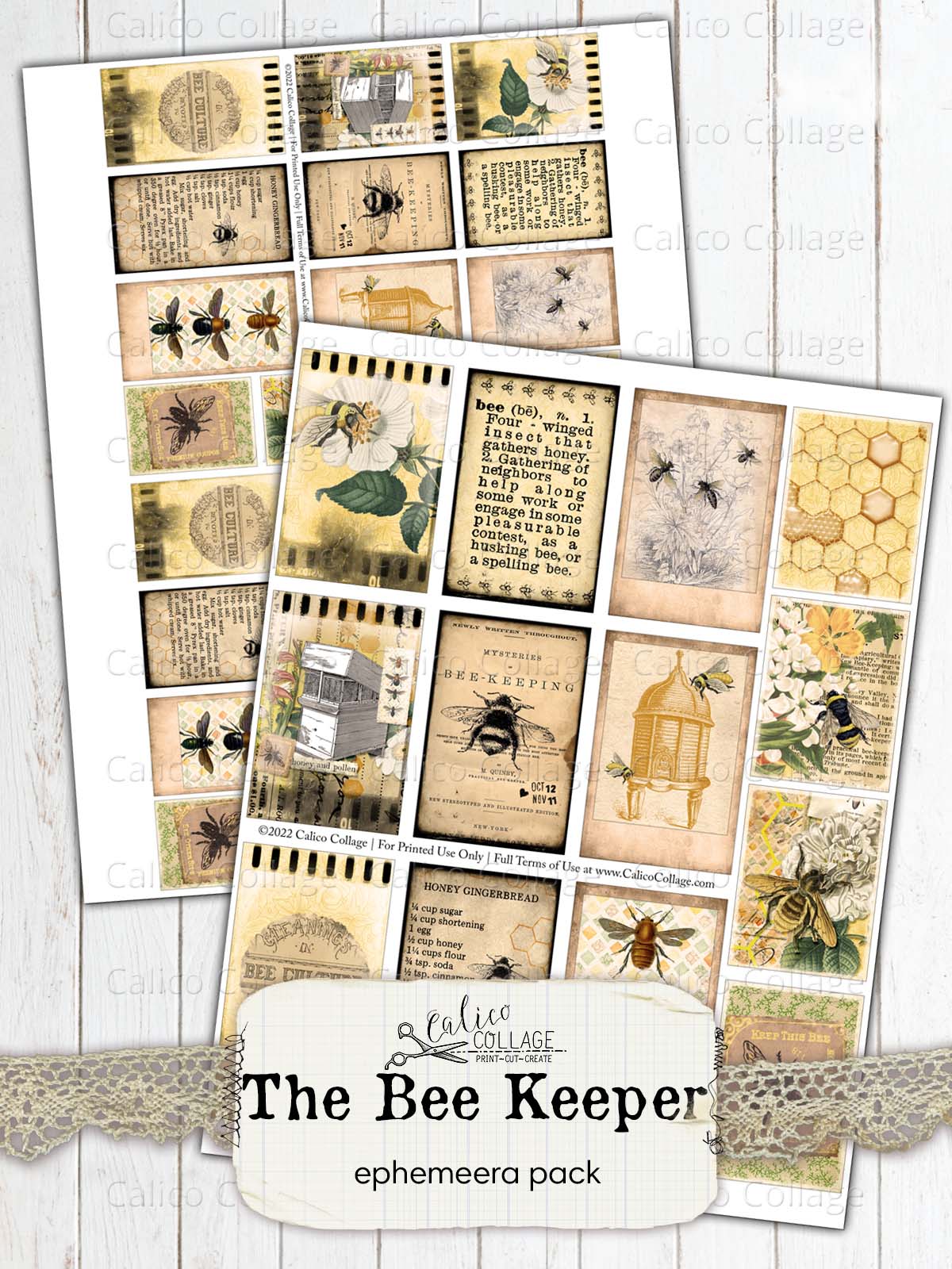 Bee Ephemera Pack for Junk Journals, Bee Keeper