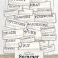 Summer Dictionery Words, Junk Journal Printable