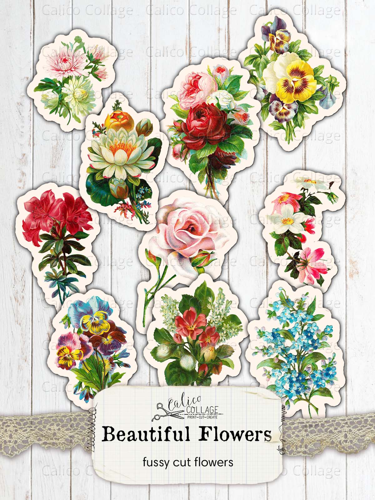 Vintage Flowers Die Cuts, Printable Junk Journal Stickers, F - Inspire  Uplift