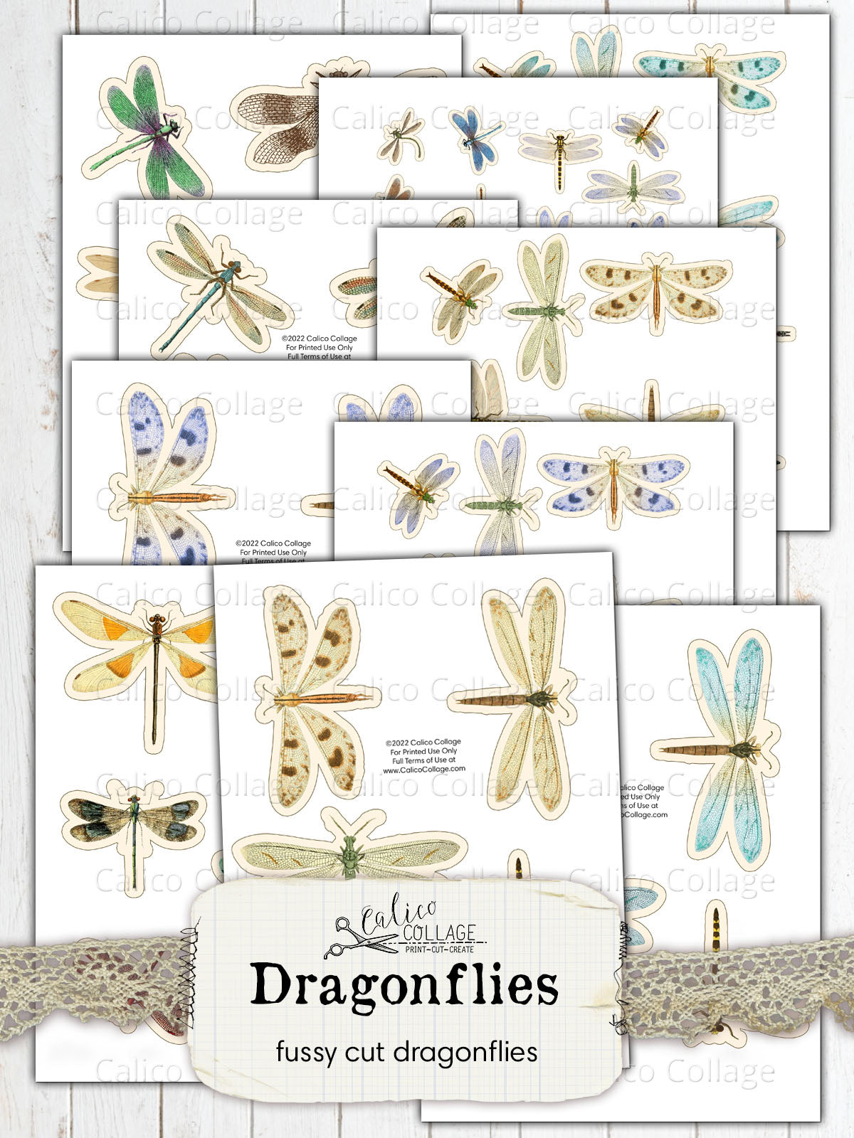 Dragonfly Fussy Cut, Junk Journal Ephemera