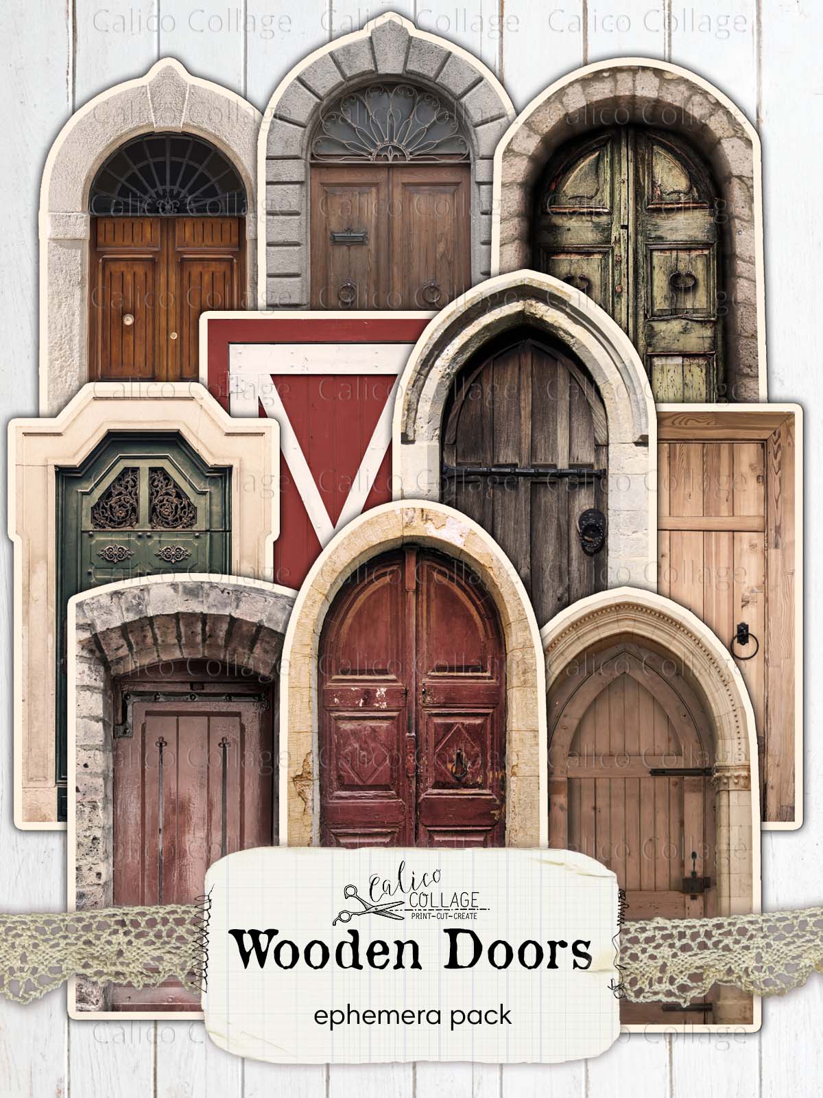 Vintage Wooden Doors, Junk Journal Printables