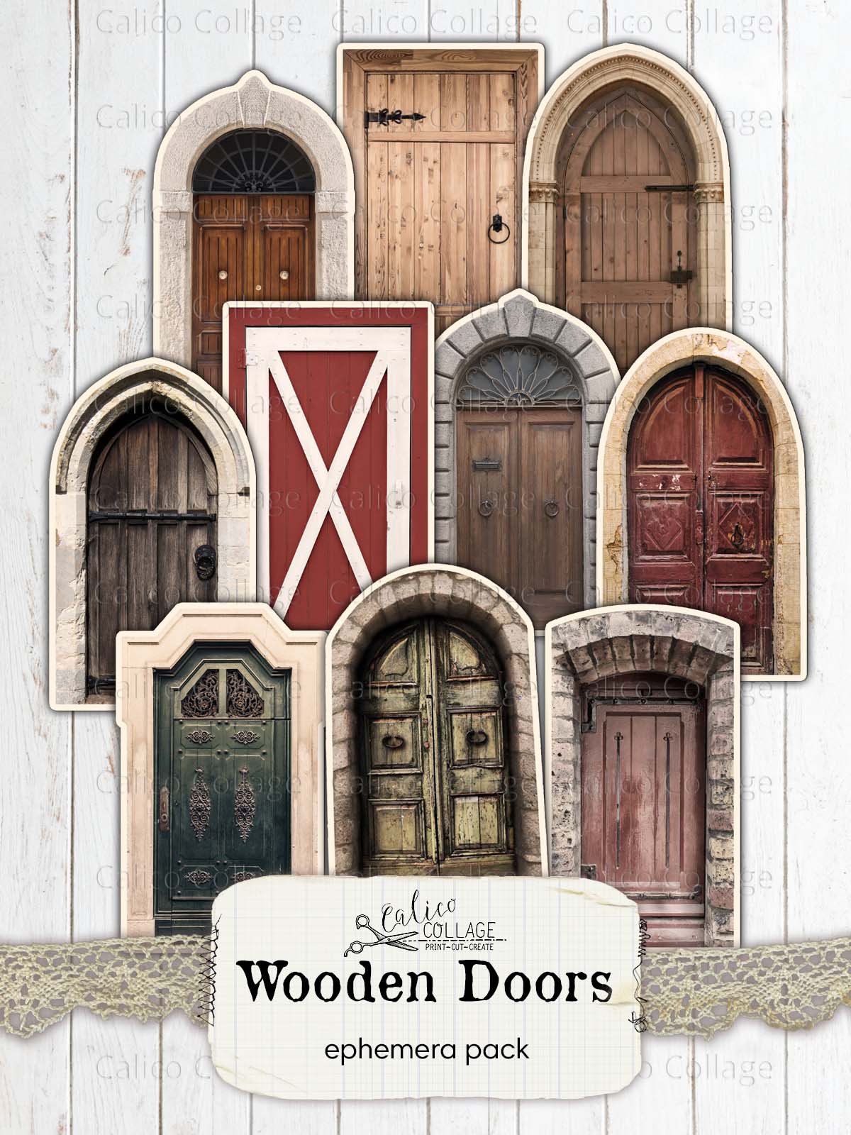 Vintage Wooden Doors, Junk Journal Printables