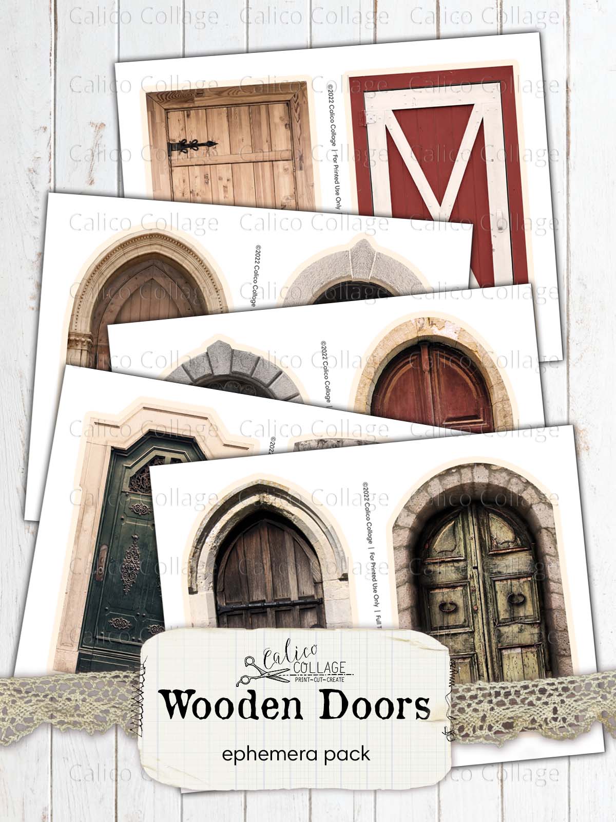 Vintage Wooden Doors, Junk Journal Printables