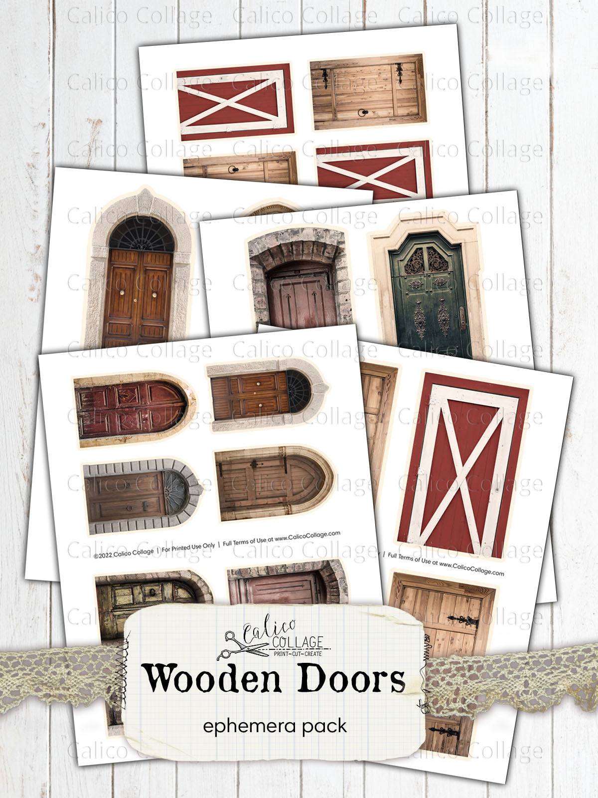 Vintage Wooden Doors, Junk Journal Printables