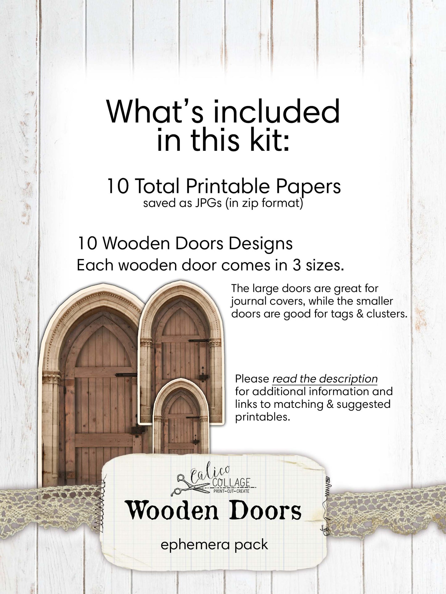 Vintage Wooden Doors, Junk Journal Printables